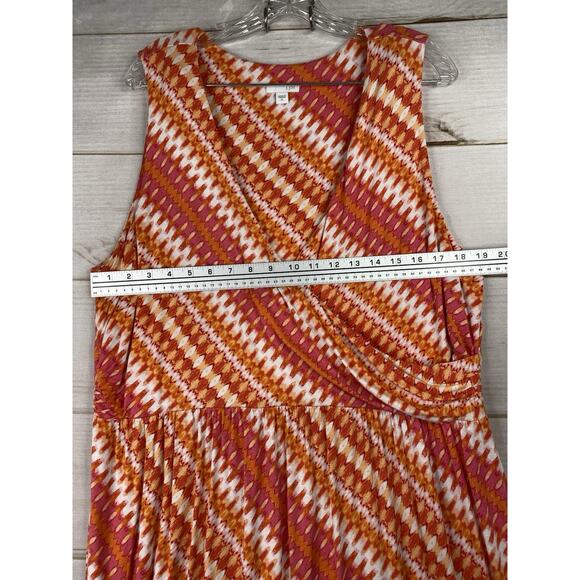 J Jill Maxi Dress Womens XL Faux Wrap Orange Colorful Boho Sleeveless Knit - Picture 6 of 10